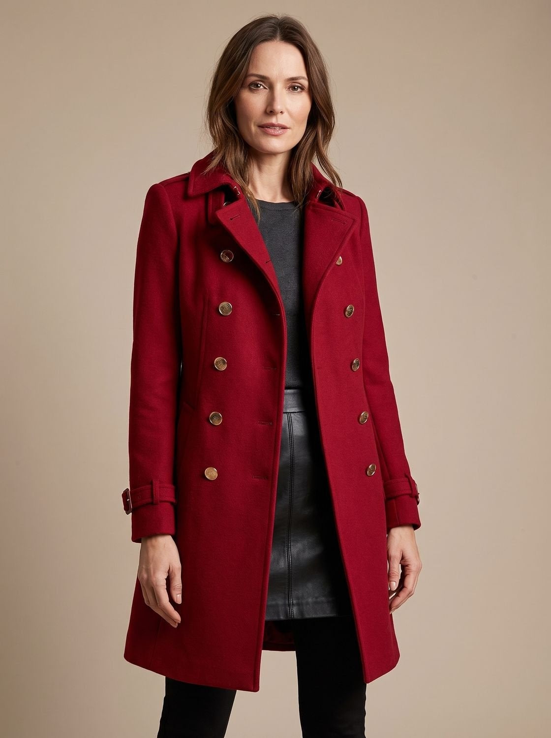 Nadia | Women's Double Faced Wool Blend Coat Midi Button Up
