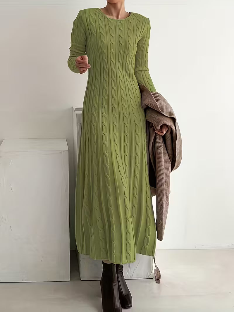 Dorothea | Women's Winter Cable Knit Sweater Dress Long Sleeve
