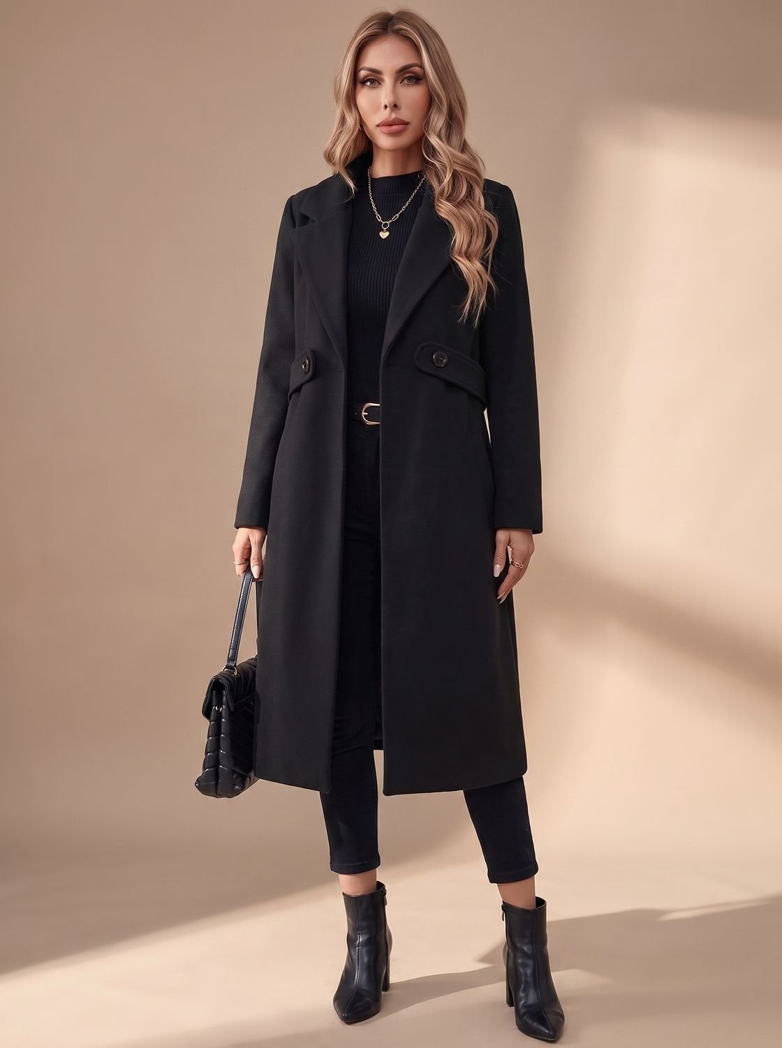 Noelle | Women's Long Winter Coat Classic Notch Lapel Overcoat