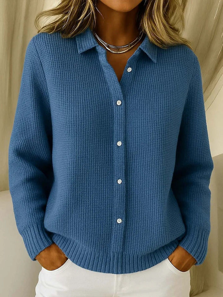 Mónica | Cardigan de Malha Mulher Botões Gola Polo