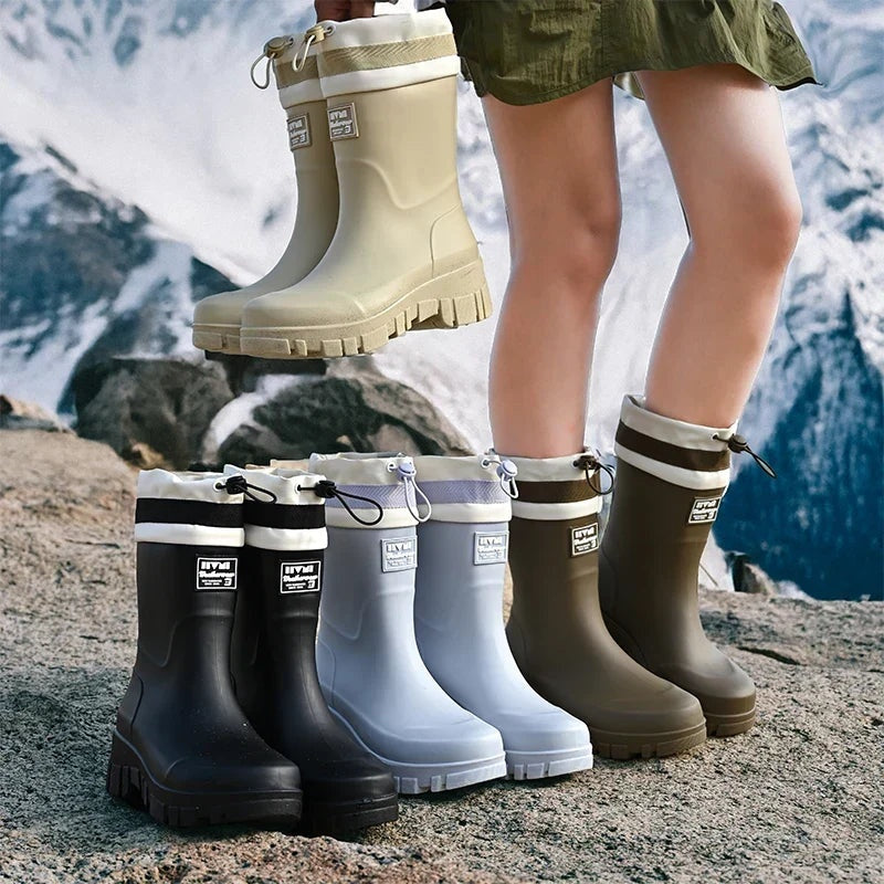 Patrícia | Botas de Chuva Impermeáveis Mulher Cano Alto Sola Antiderrapante