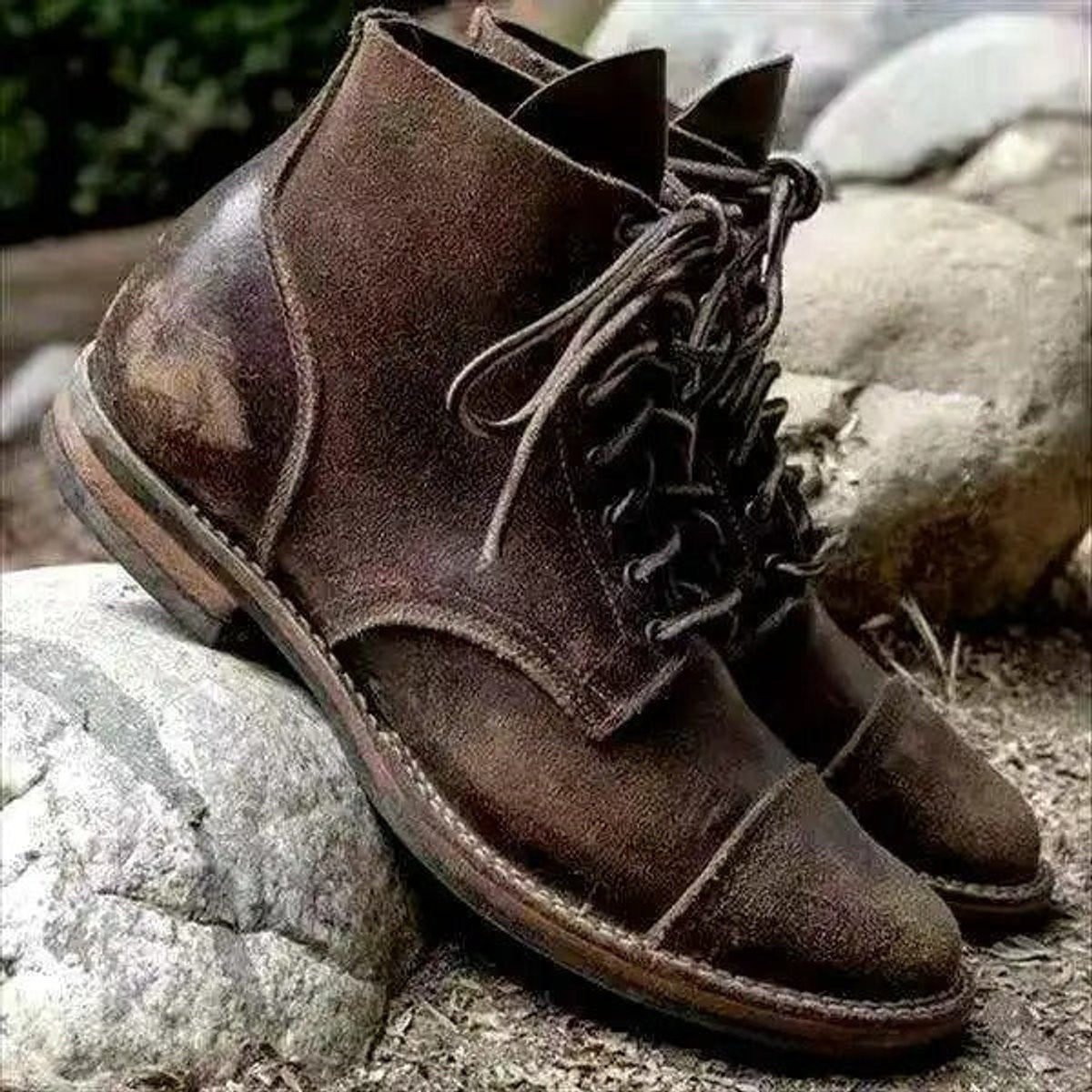 Oscar | Men's Faux Leather Lace Up Winter Boots Mid Calf