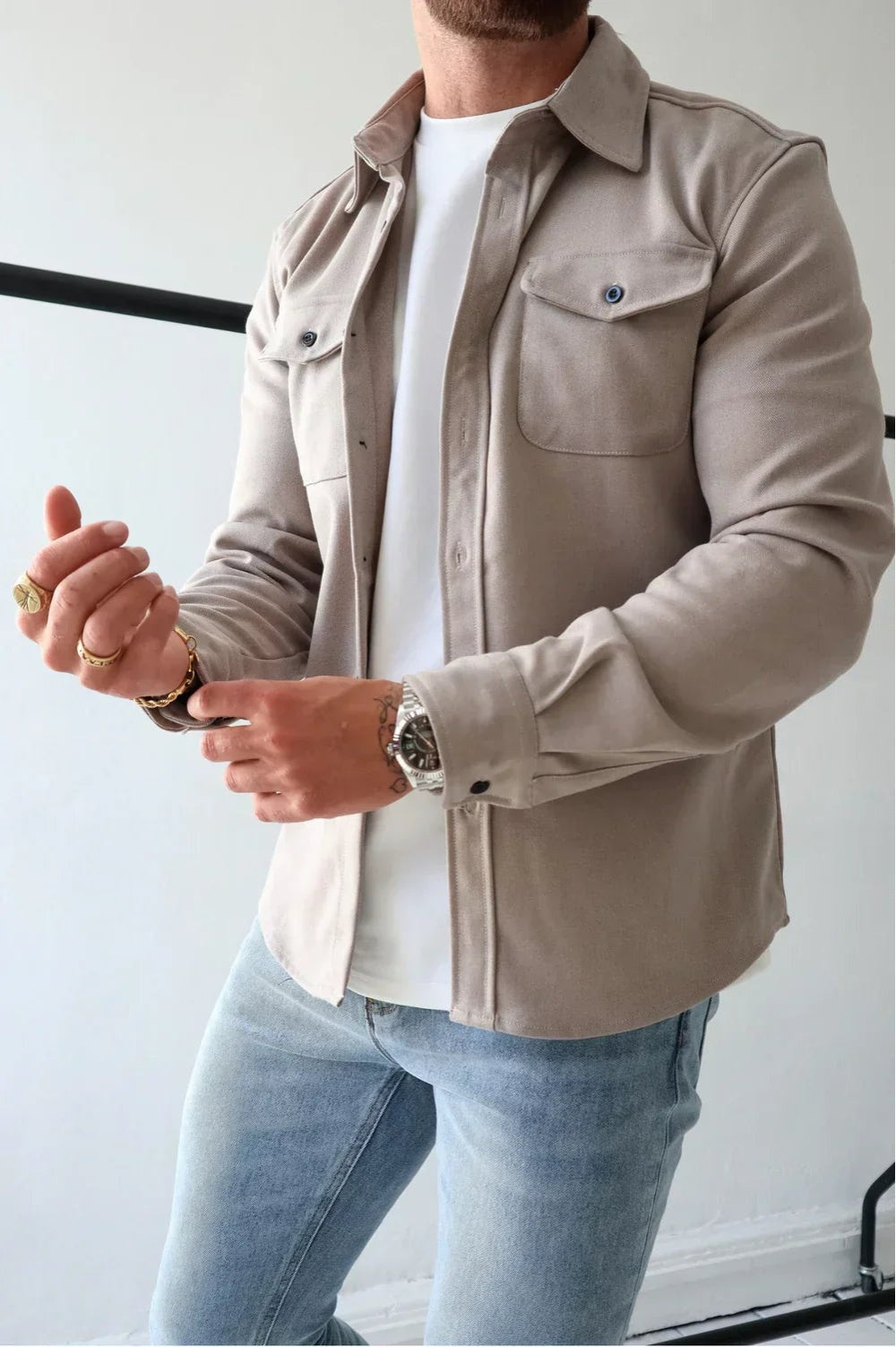 Rodrigo | Camisa Casaco Homem Manga Comprida com Bolso no Peito