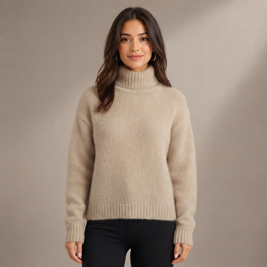 Camisola de Senhora Oversize com Gola Alta