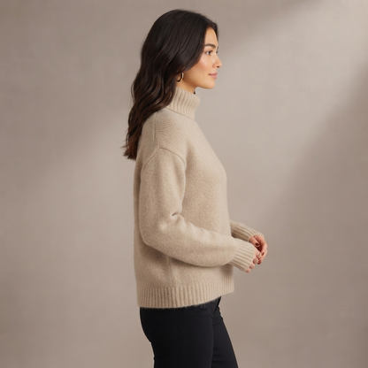 Camisola de Senhora Oversize com Gola Alta