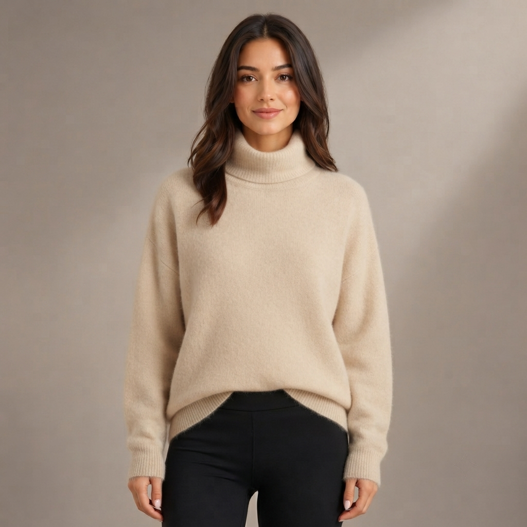 Camisola de Senhora Oversize com Gola Alta