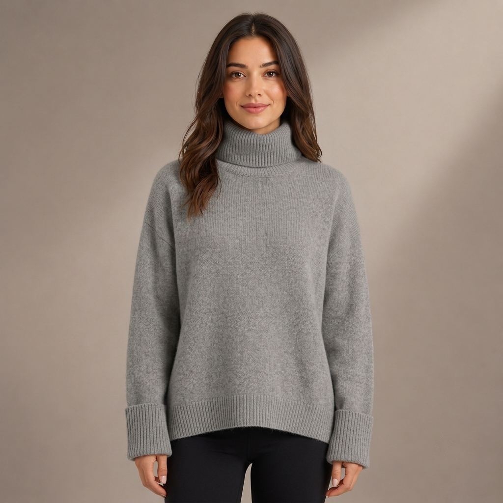Camisola de Senhora Oversize com Gola Alta