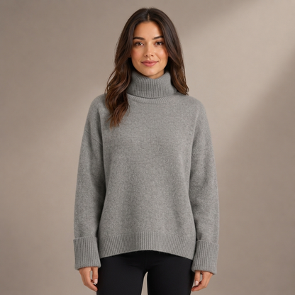 Camisola de Senhora Oversize com Gola Alta