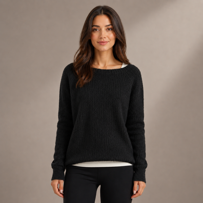 Camisola de Senhora com Corte Relaxado e Mangas Compridas