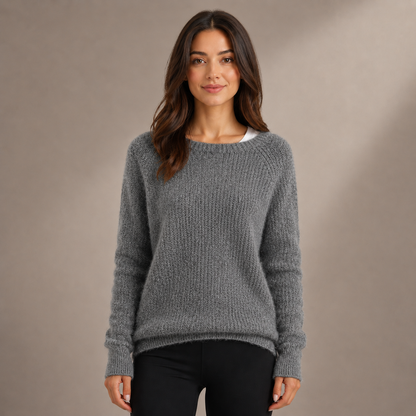 Camisola de Senhora com Corte Relaxado e Mangas Compridas