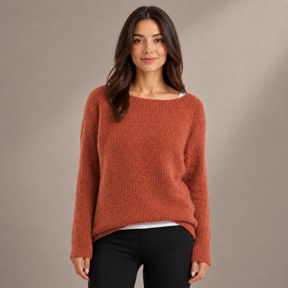 Camisola de Senhora com Corte Relaxado e Mangas Compridas
