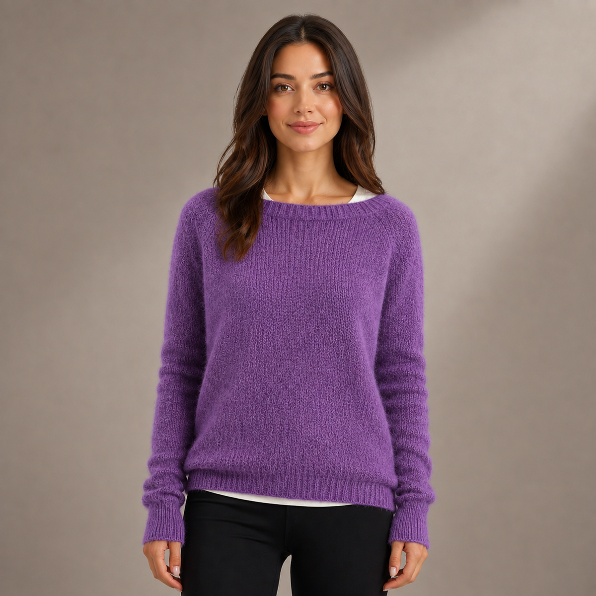 Camisola de Senhora com Corte Relaxado e Mangas Compridas