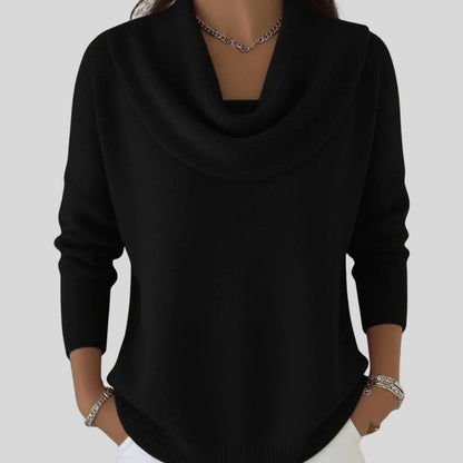 Adriana | Camisola de Malha Mulher Gola Drapada Manga Comprida