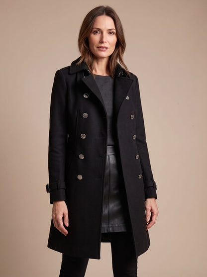 Nadia | Women's Double Faced Wool Blend Coat Midi Button Up