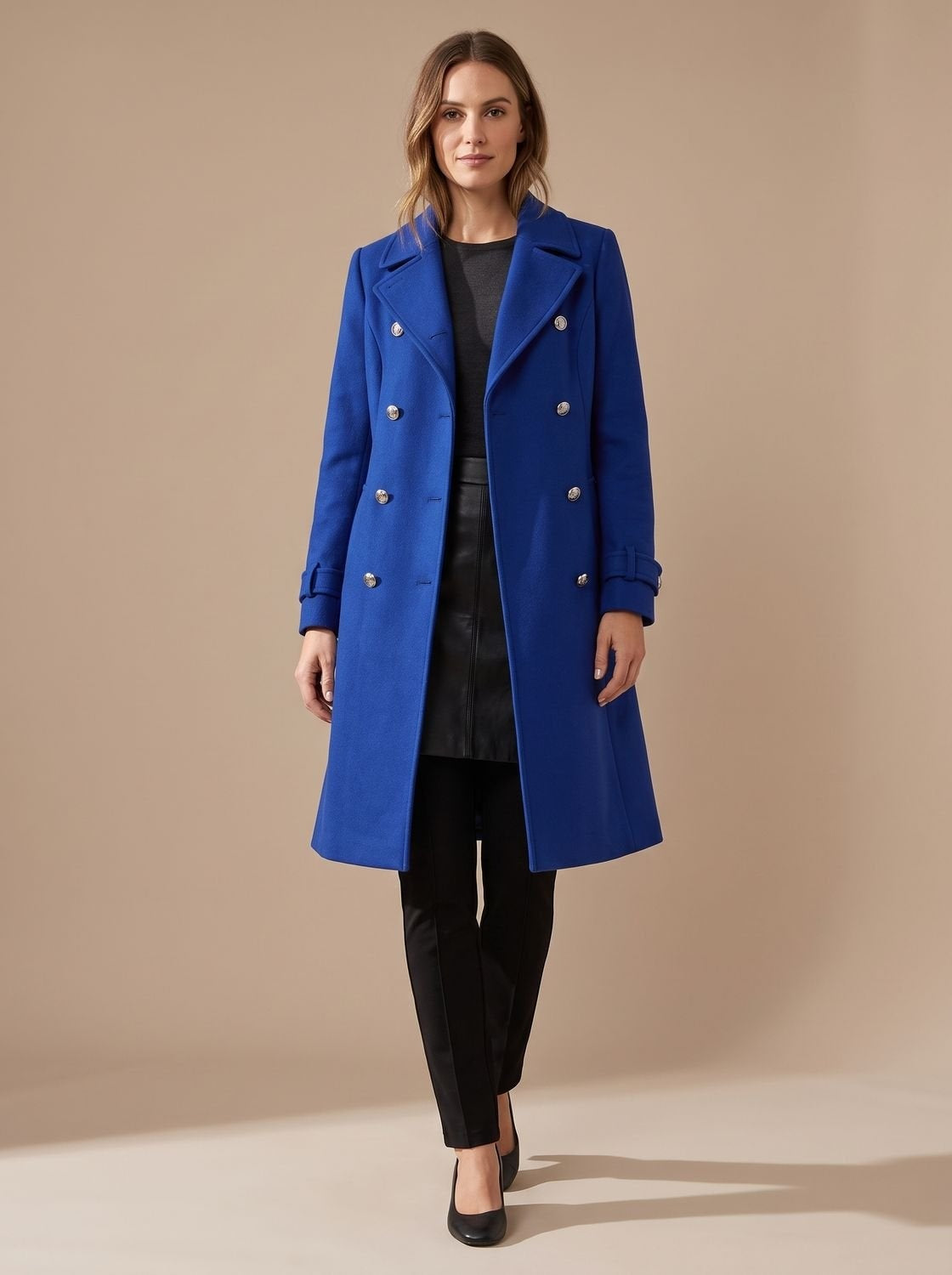 Nadia | Women's Double Faced Wool Blend Coat Midi Button Up
