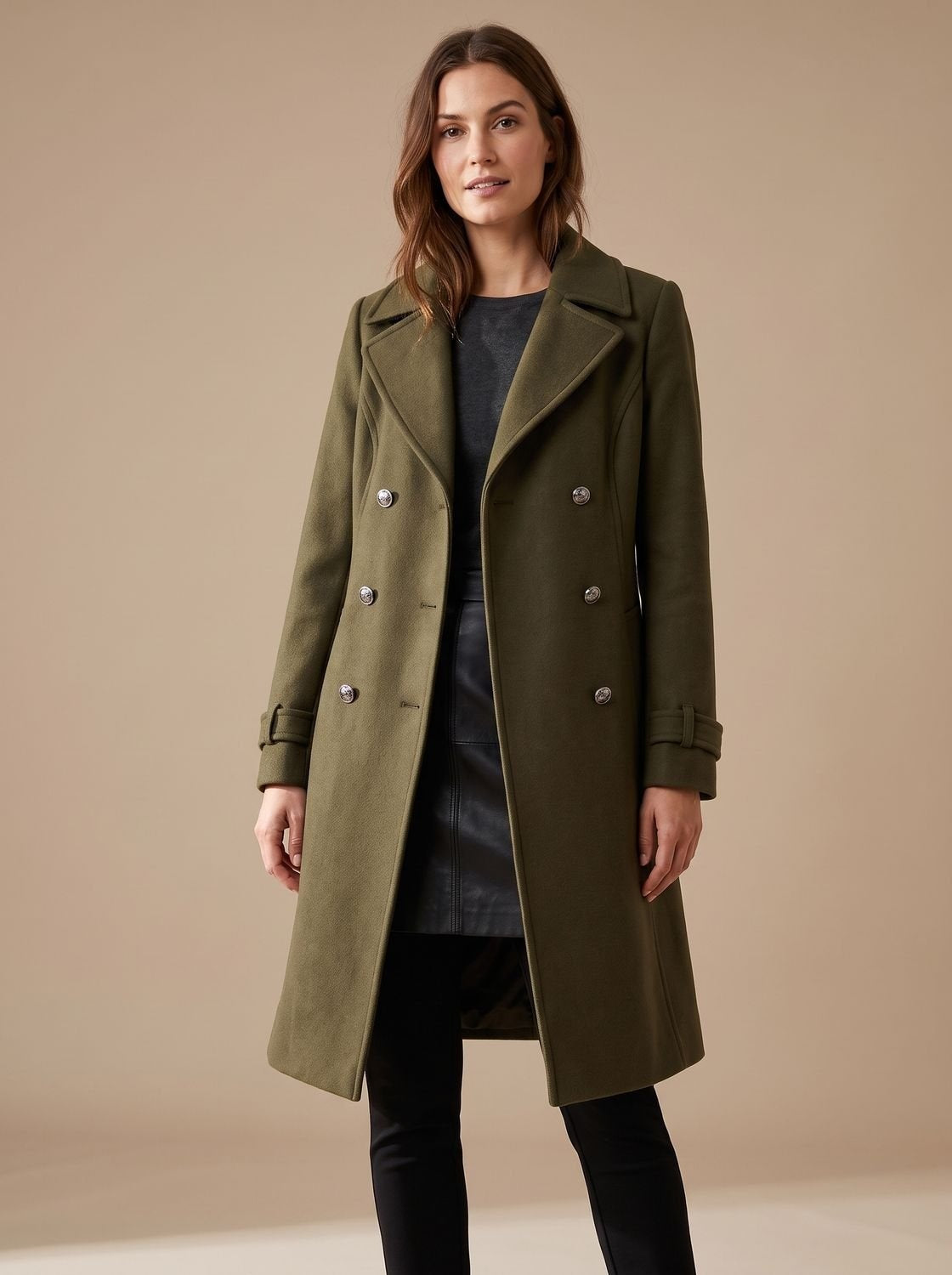 Nadia | Women's Double Faced Wool Blend Coat Midi Button Up