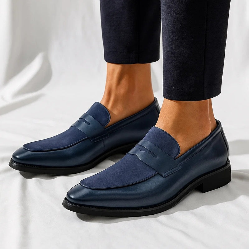 Afonso | Mocassins de Couro e Camurça Homem Penny Loafer