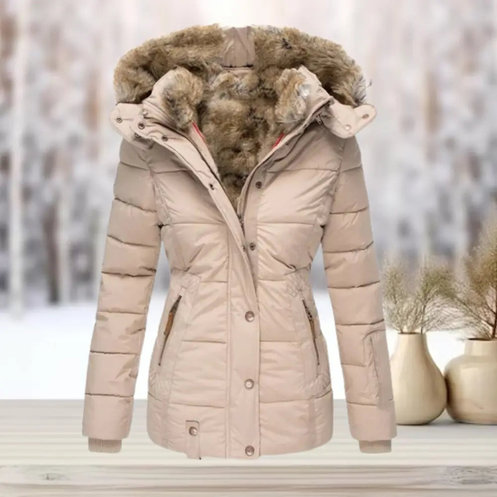 Arabella | Women's Fitted Down Puffer Jacket with Faux Fur Hood