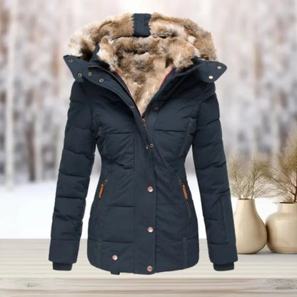 Arabella | Women's Fitted Down Puffer Jacket with Faux Fur Hood