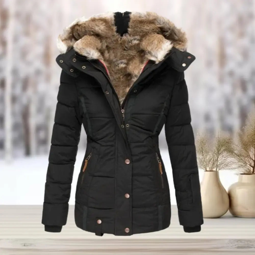 Arabella | Women's Fitted Down Puffer Jacket with Faux Fur Hood