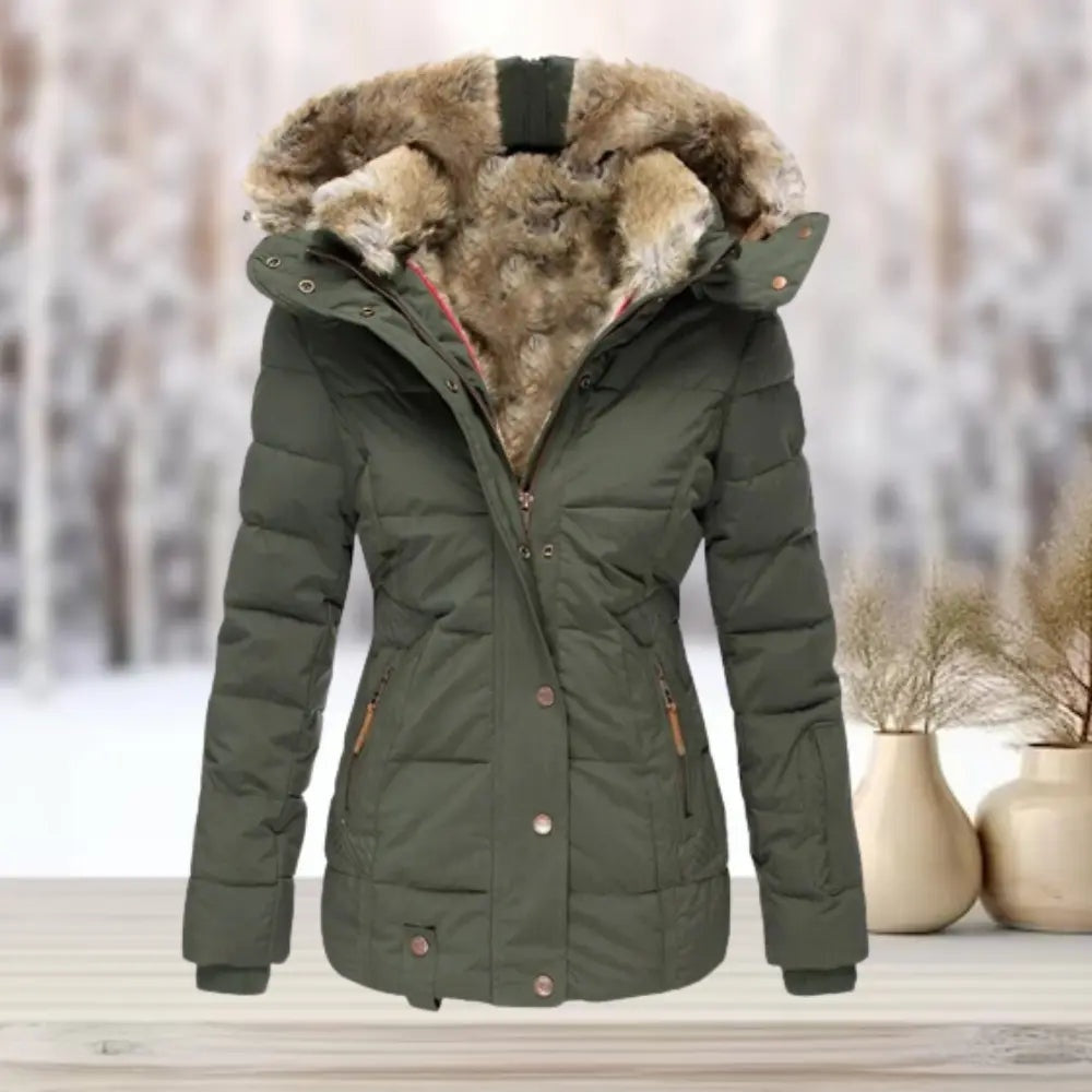 Arabella | Women's Fitted Down Puffer Jacket with Faux Fur Hood