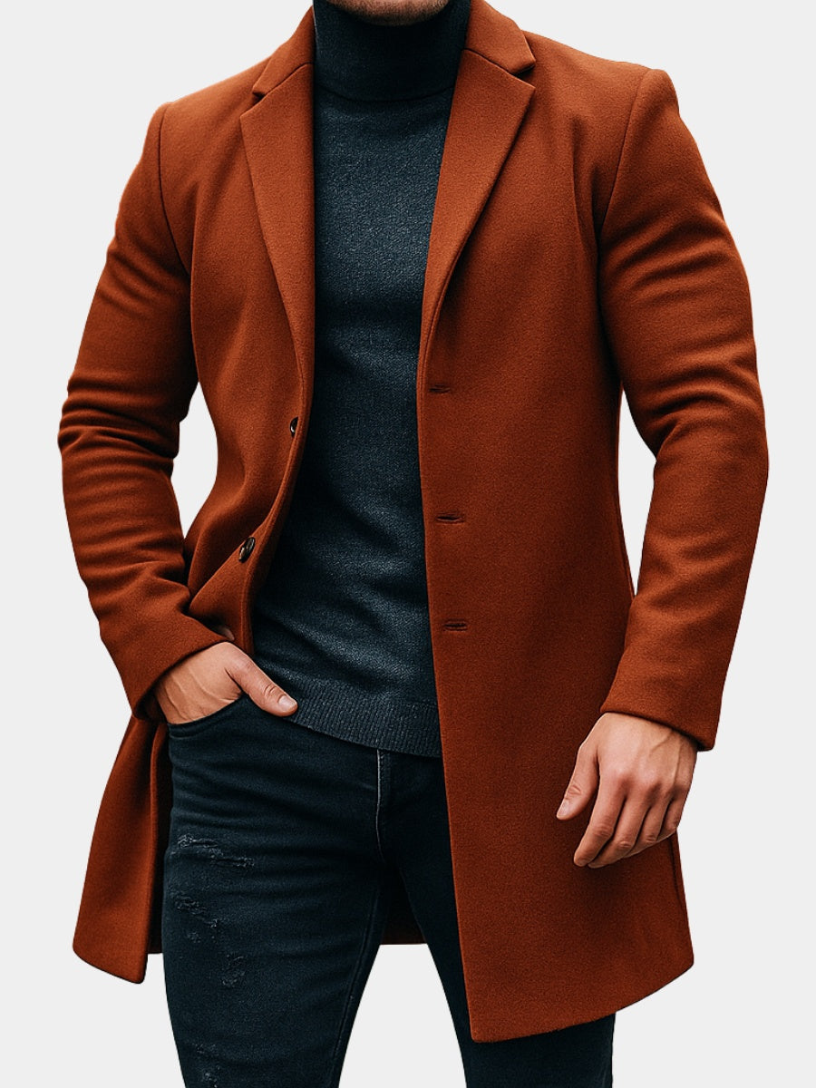 Atticus | Men's Wool Overcoat Mid-Length Single Breasted