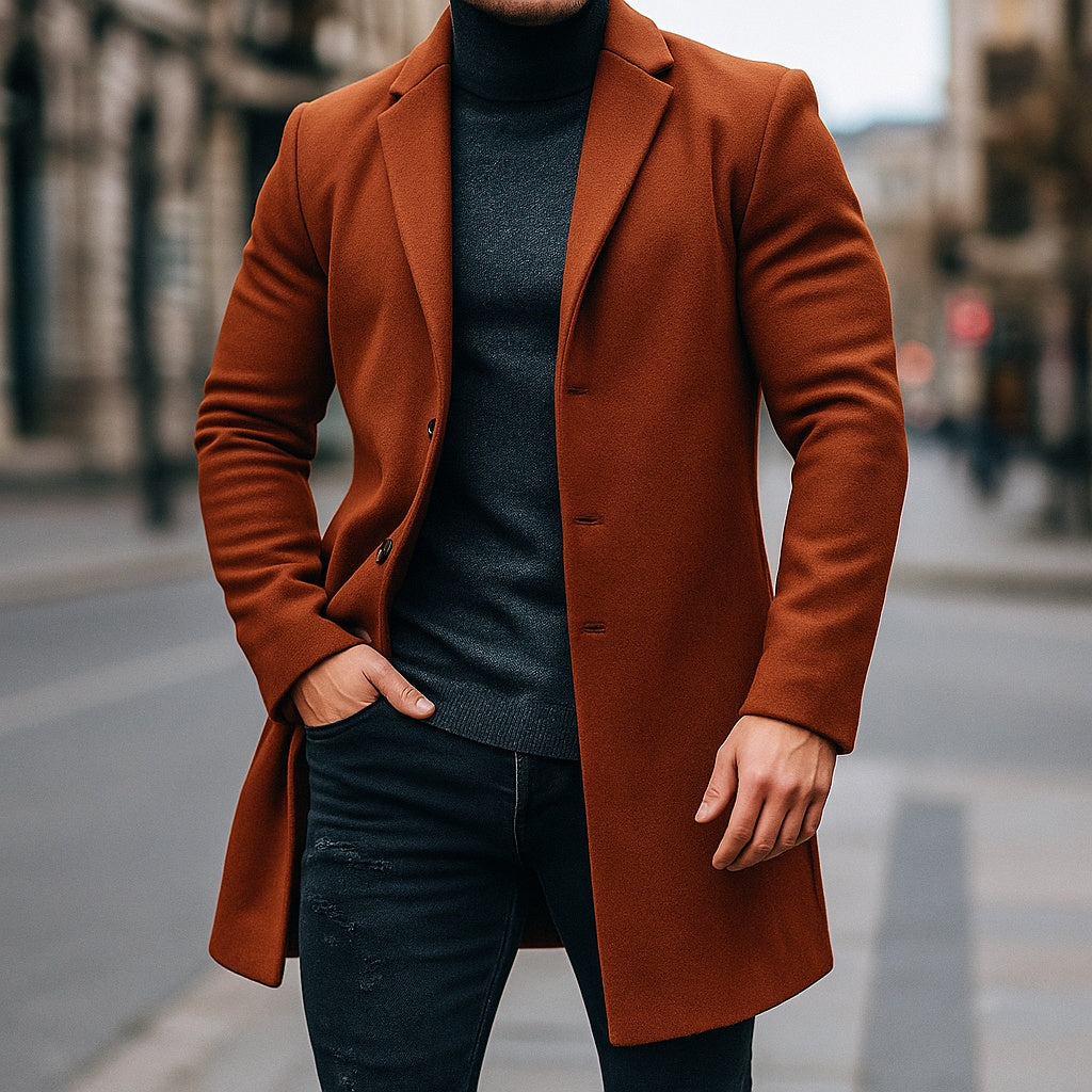 Atticus | Men's Wool Overcoat Mid-Length Single Breasted