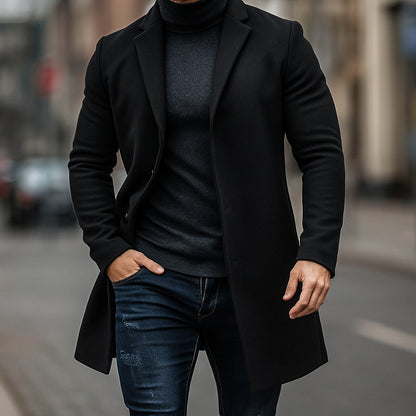 Atticus | Men's Wool Overcoat Mid-Length Single Breasted