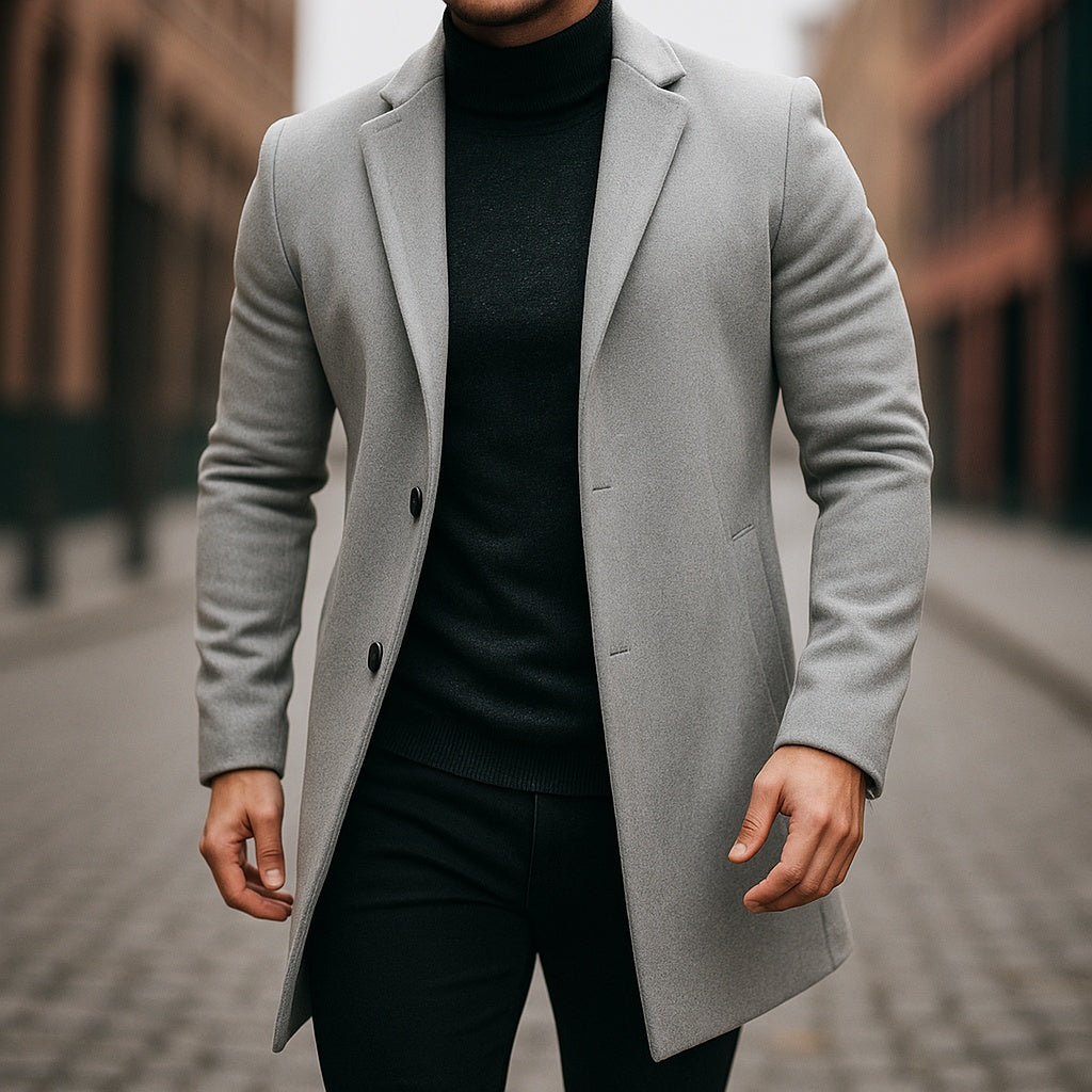 Atticus | Men's Wool Overcoat Mid-Length Single Breasted