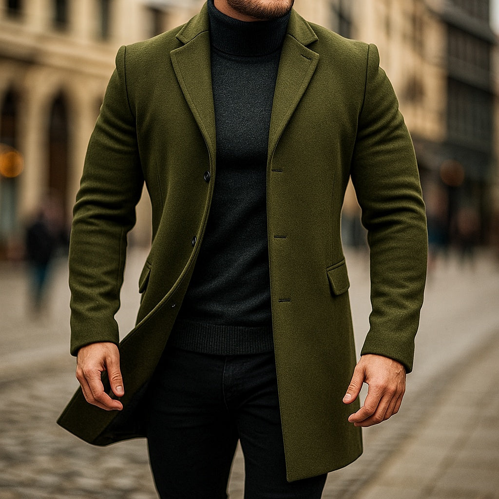 Atticus | Men's Wool Overcoat Mid-Length Single Breasted