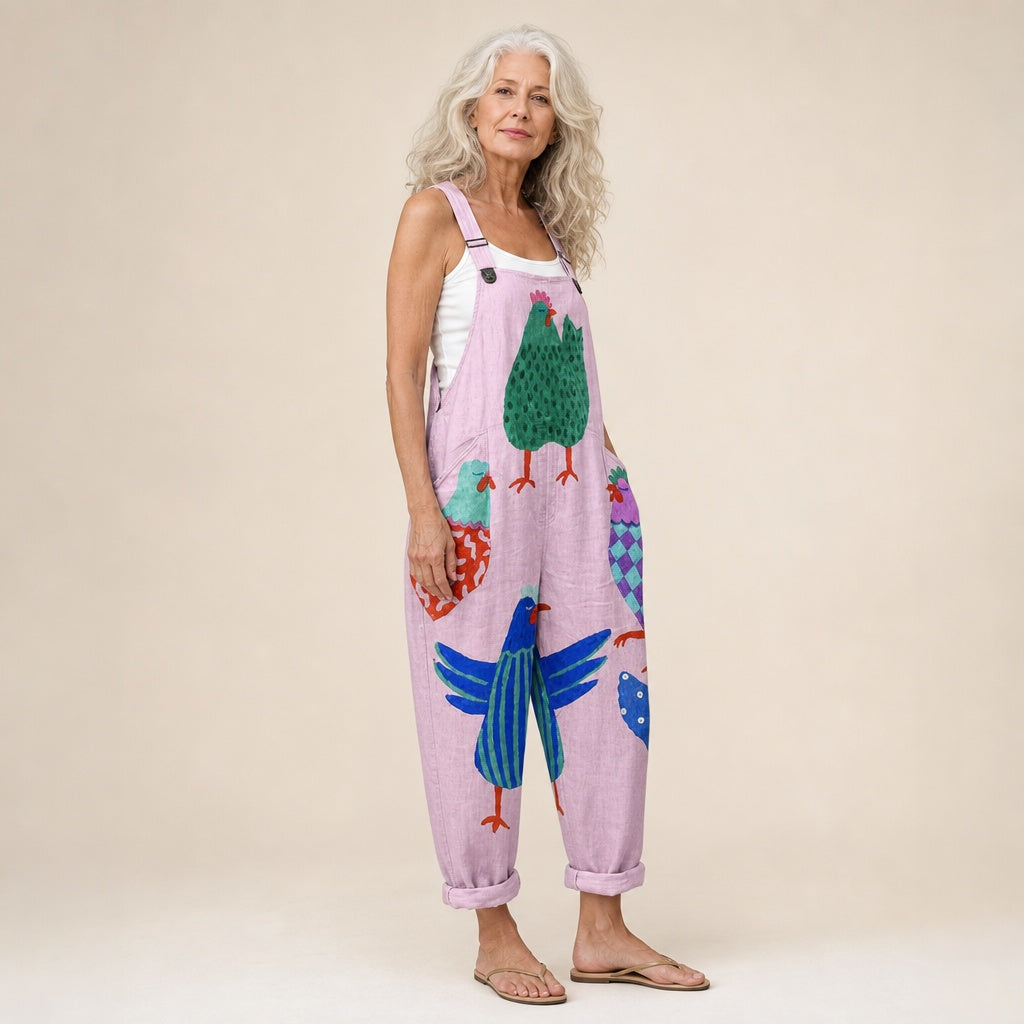 Aurora | Jardineiras Estampadas Riscas Mulher Alças Ajustáveis