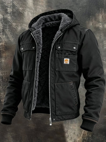 Barnaby | Men's Sherpa Jacket Cotton Twill Hooded Multi-Pocket