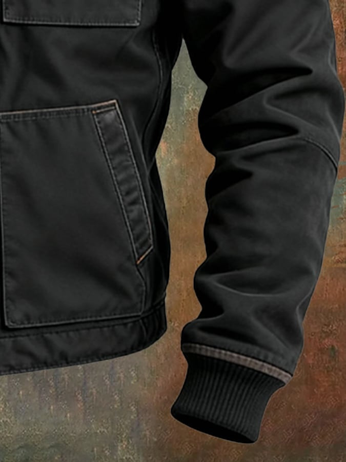 Barnaby | Men's Sherpa Jacket Cotton Twill Hooded Multi-Pocket