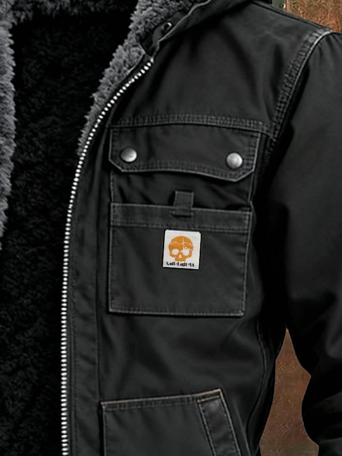 Barnaby | Men's Sherpa Jacket Cotton Twill Hooded Multi-Pocket