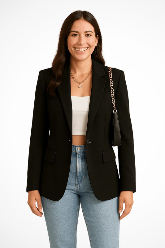 Beatriz | Blazer Mulher Botão Único Lapela Estruturada
