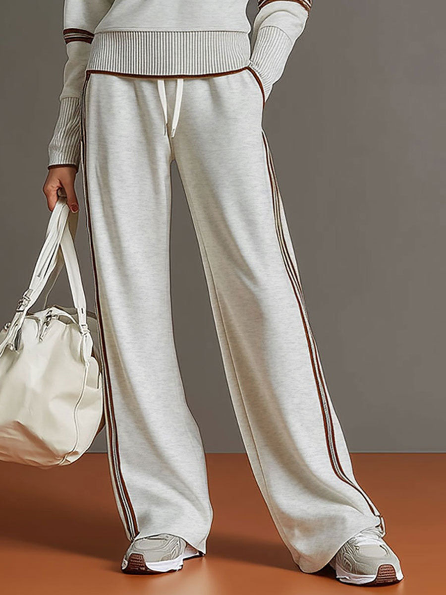 Beatriz | Conjunto Fato de Treino Mulher Calças Wide Leg Riscas