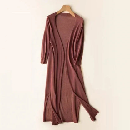 Carla | Cardigan Longo de Malha Mulher Frente Aberta