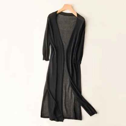 Carla | Cardigan Longo de Malha Mulher Frente Aberta