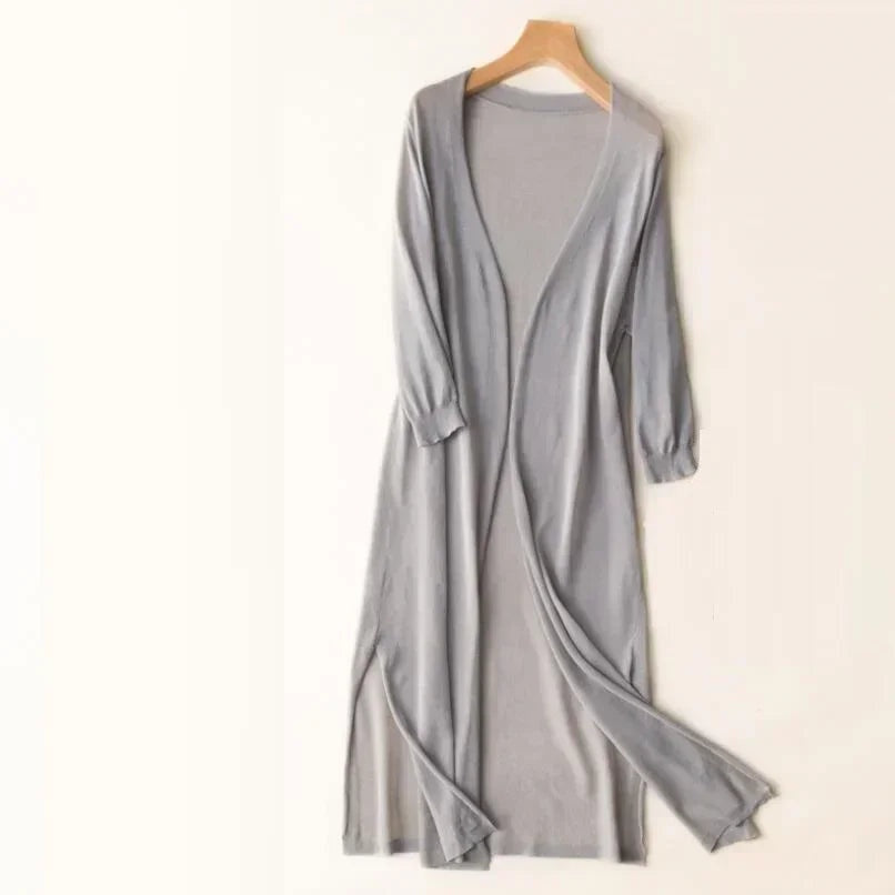 Carla | Cardigan Longo de Malha Mulher Frente Aberta