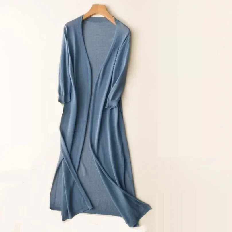 Carla | Cardigan Longo de Malha Mulher Frente Aberta