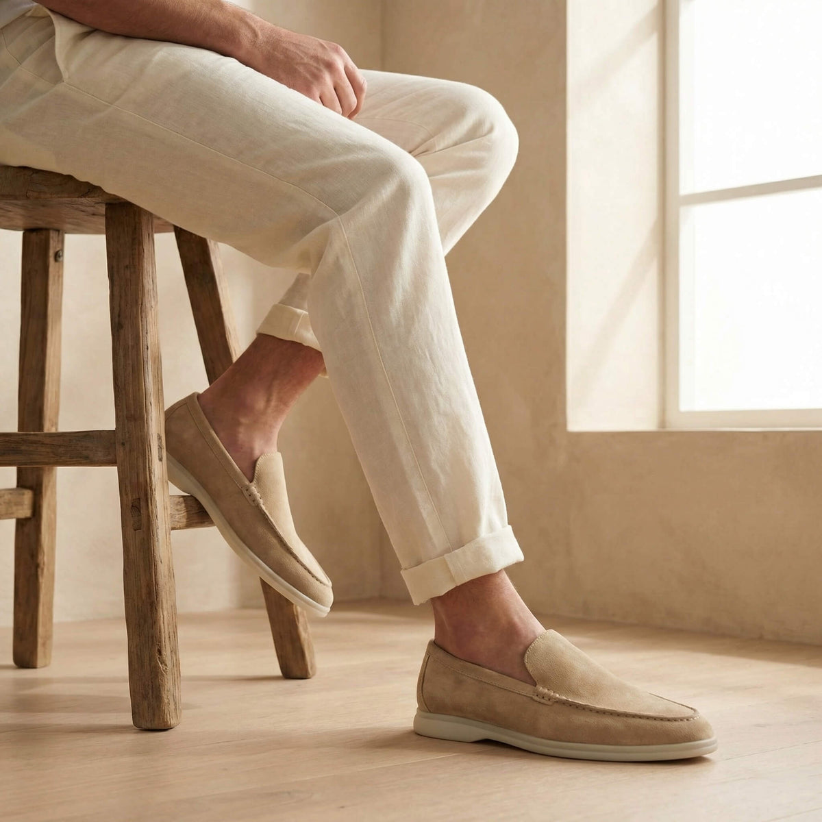 Carlos | Mocassins de Camurça Homem Sola Leve