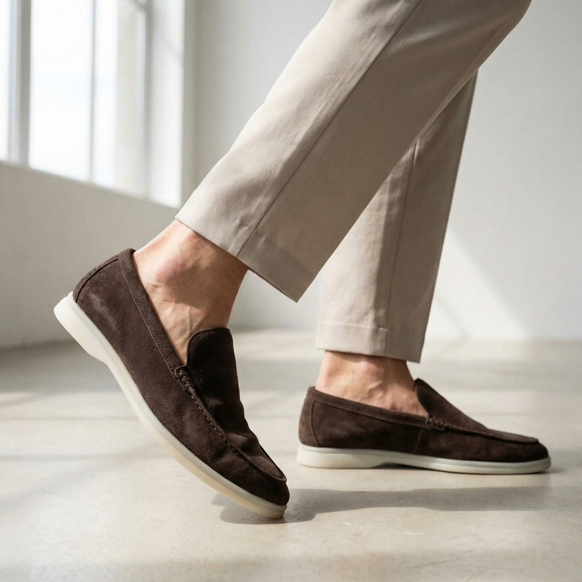Carlos | Mocassins de Camurça Homem Sola Leve
