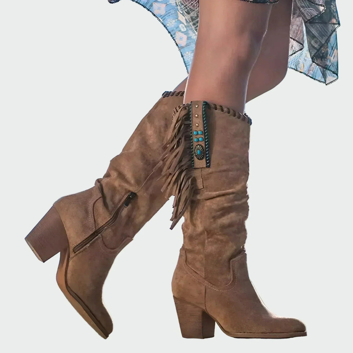 Carminho | Cowboy Boots de Camurça Mulher Cano Alto Franjas