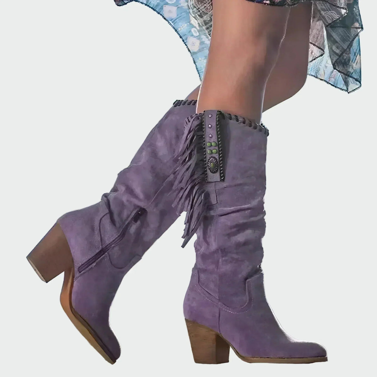 Carminho | Cowboy Boots de Camurça Mulher Cano Alto Franjas