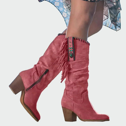 Carminho | Cowboy Boots de Camurça Mulher Cano Alto Franjas