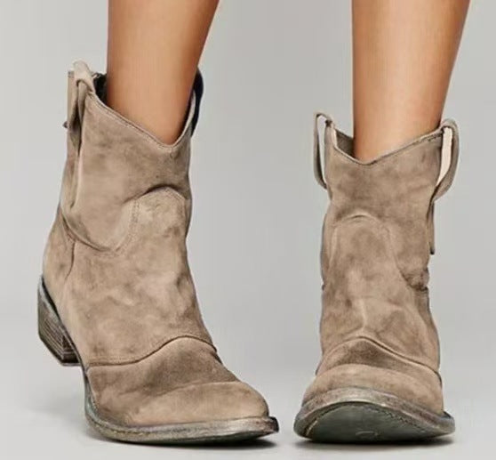 Carolina | Botins Cowboy de Camurça Mulher Cano Médio