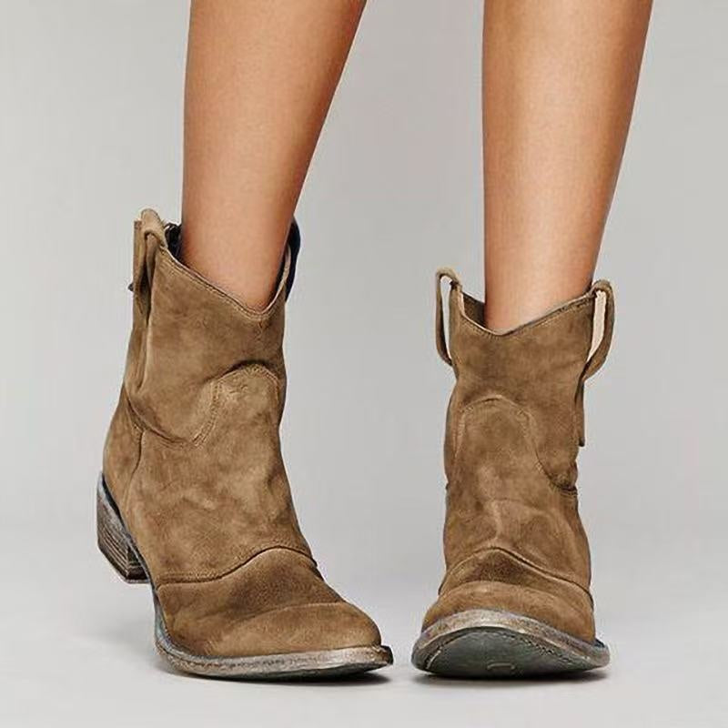 Carolina | Botins Cowboy de Camurça Mulher Cano Médio