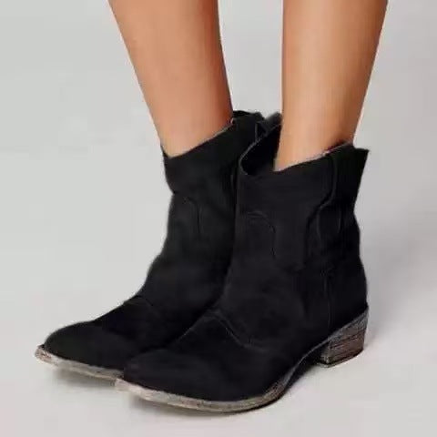 Carolina | Botins Cowboy de Camurça Mulher Cano Médio