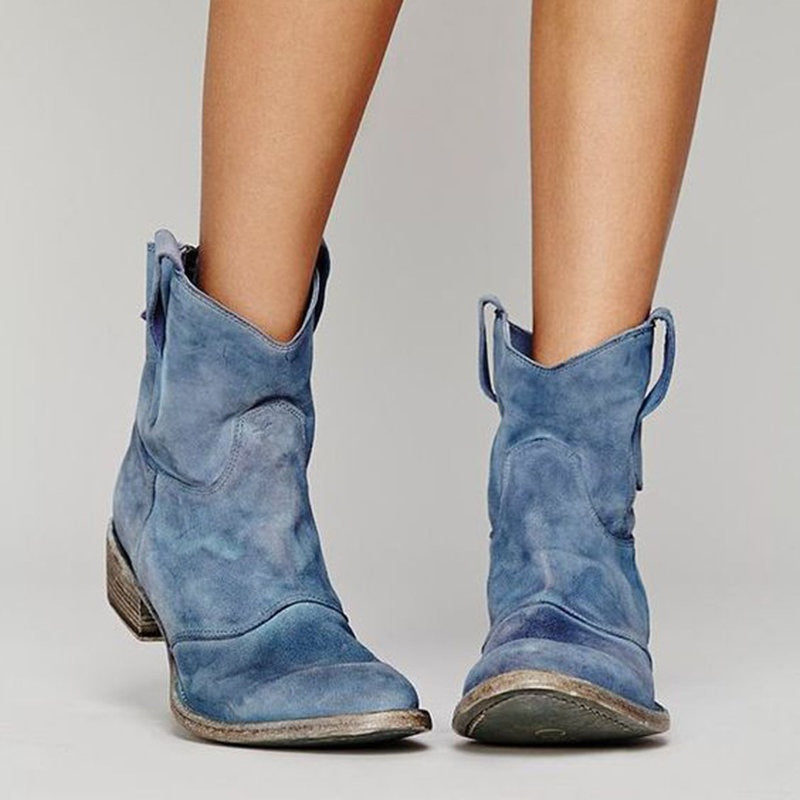 Carolina | Botins Cowboy de Camurça Mulher Cano Médio