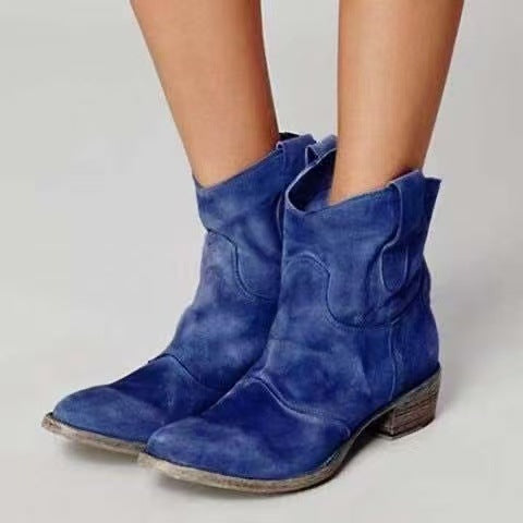 Carolina | Botins Cowboy de Camurça Mulher Cano Médio